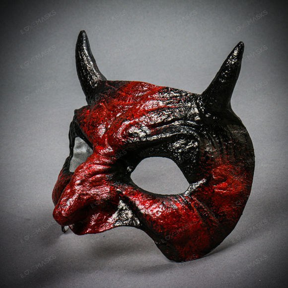 Goblin Devil Short Horn Eyes Mask - Bloody Red - Picture 6 of 8